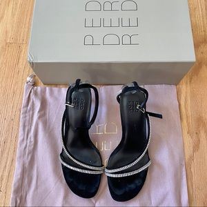 Crystal embellished cross strap slingback sandals